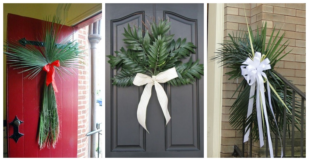 Cvjetnica u obitelji, palmine grane na vratima